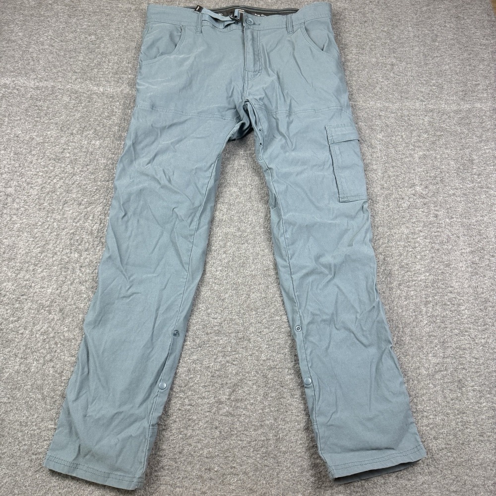 prAna Zion Pants Mens 34x32 Blue Slim Fit Stretch Cargo Hiking Outdoor Trail